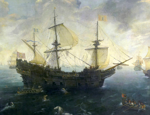 Detail from The Spanish Armada off the English Coast in 1588 by Cornelis Claesz van Wieringen