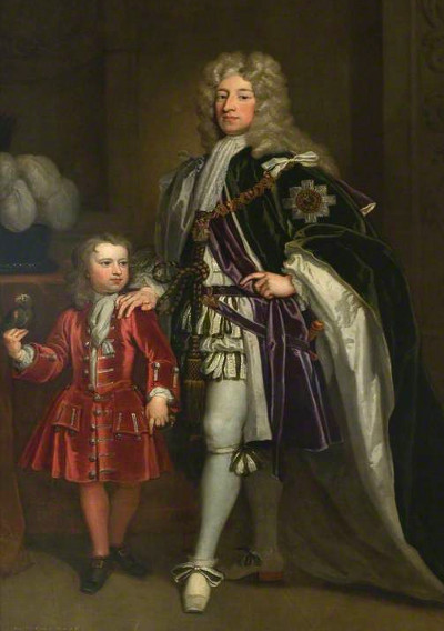 John Erskine, Earl of Mar, with his son Thomas by Godfrey Kneller, probably c1715