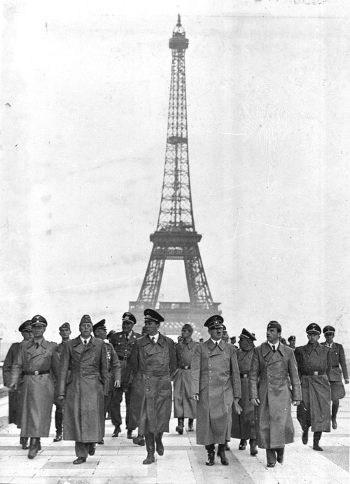 Hitler and companions after visiting the Eiffel Tower