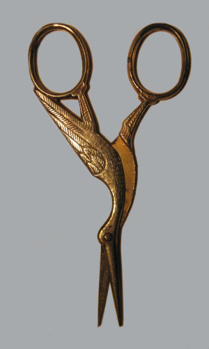 Embroidery scissors shaped like a heron