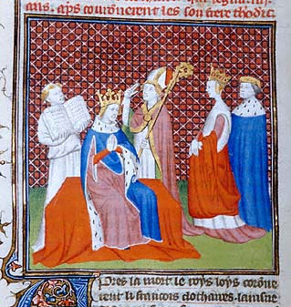Coronation of Clotaire III, with his mother, Bathilde