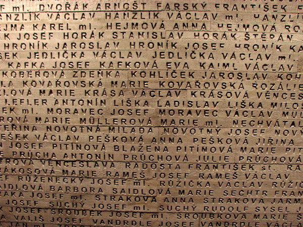 Lidice Memorial - Victims' Names on Wall, near Prague, Czech Republic