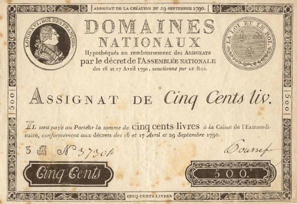 Assignat for 500 livres