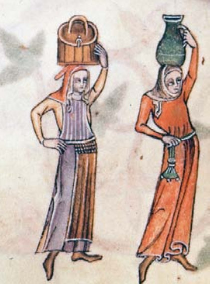 Two women from the Luttrell Psalter
