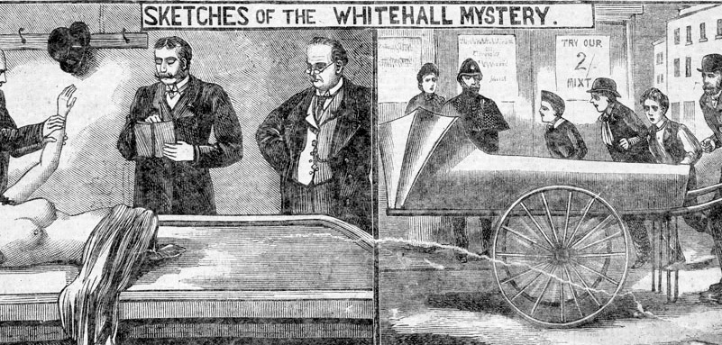 Sketches of the Whitehall Mystery from the Illustrated Police News, 20 October, 1888