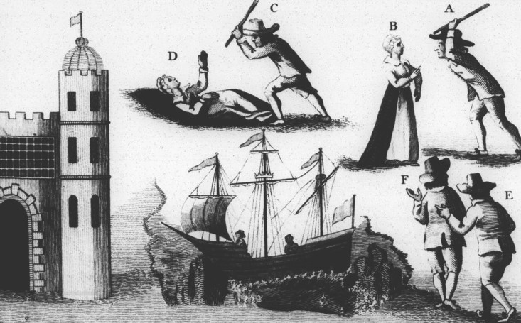 Women being beaten by sergeants