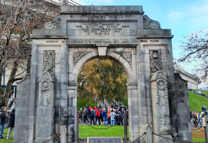 The Scottish rugby war memorial at Murrayfield: © Flora Johnston