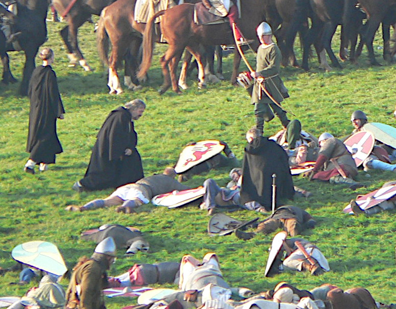 Searching the dead, Battle of Hastings reenactment, 2006