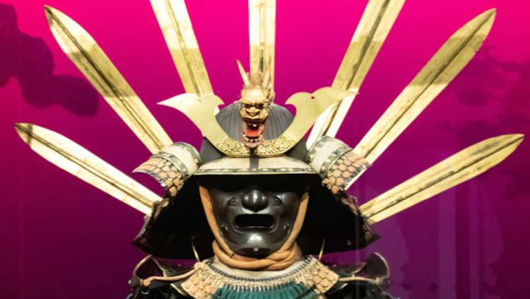 Suit of armour and helmet from the Samurai exhibition at the British Museum
