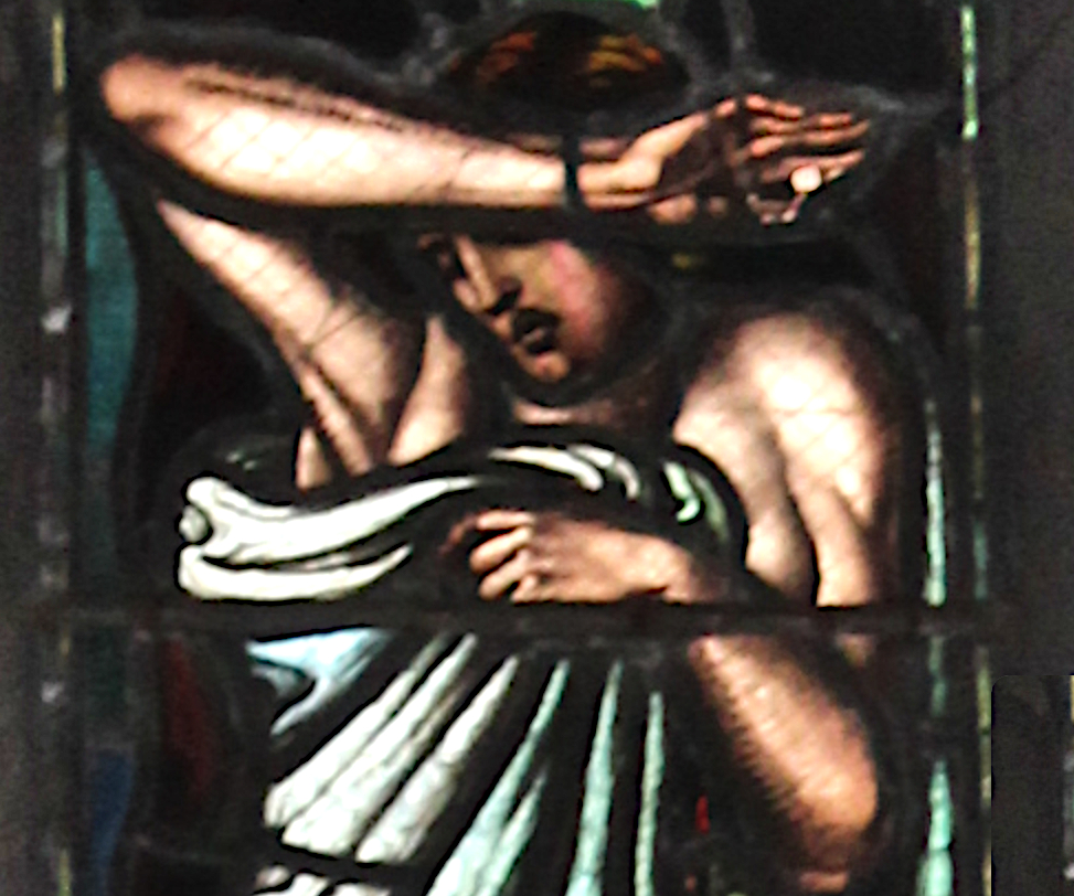 Sin,stained glass panel from the Agapemonite Church of the Ark of the Covenant, Upper Clapton, London