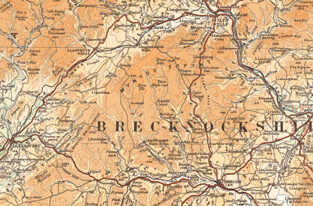 Detail from OS Quarter Inch to the Mile Maps, 3rd edition, 1919-1930, Sheet 7A - South Wales
