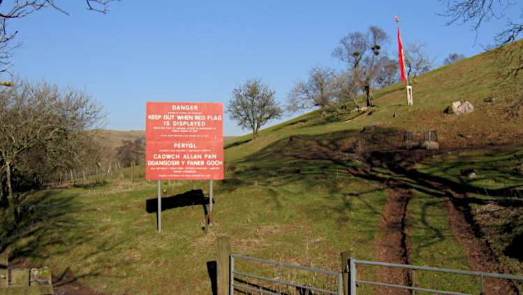 Mynydd Epynt: sign at the entrance to the Sennybridge military training area