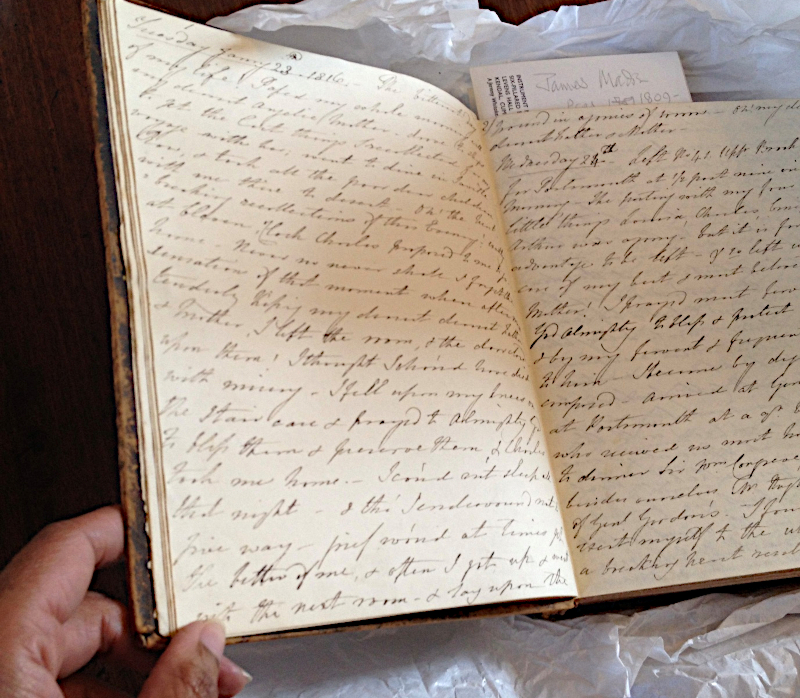 Photograph of Mary Bagot’s diary (author's collection)