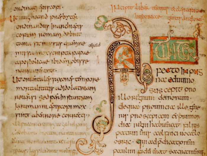 Detail from Historia Ecclesiastica Gentis Anglorum by Bede .From the British Library archive