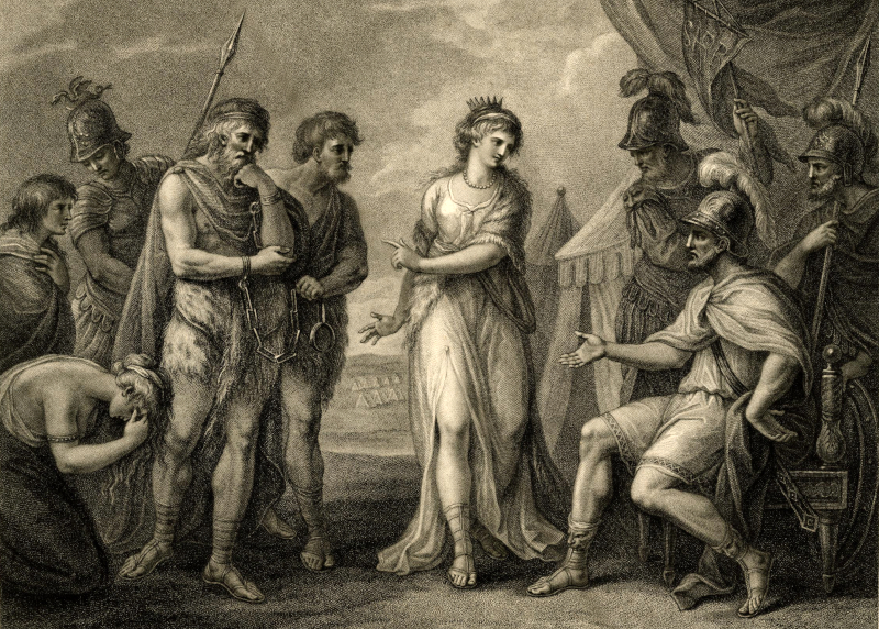 Caractacus, King of the Silures, deliver'd up to Ostorius, the Roman General, by Cartismandua, Queen of the Brigantes