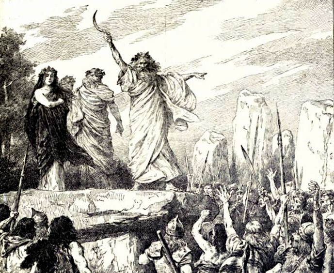 Druids inciting the Britons to oppose the landing of the Romans