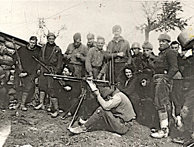 George Orwell and Eileen O’Shaughnessy with members of the ILP unit on the Aragon Front outside Huesca, 13th March 1937
