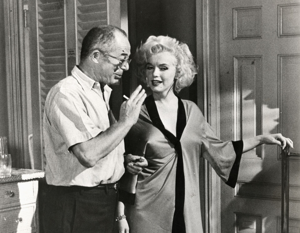 Director Billy Wilder and actress Marilyn Monroe during the filming of Some Like It Hot