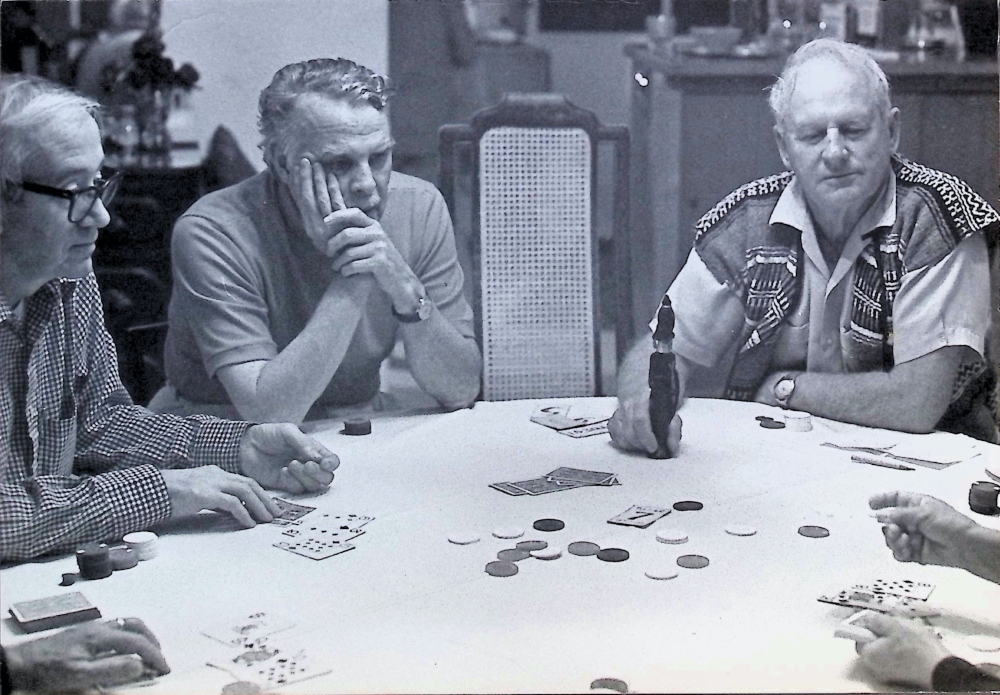 Blacklisted screenwriter Michael Wilson, right, with Amanda's father, Francis Cockrell, centre