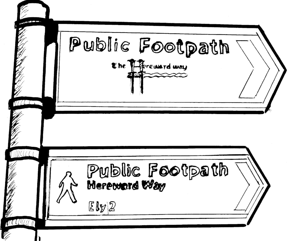 Drawing of signposts for the Hereward Way